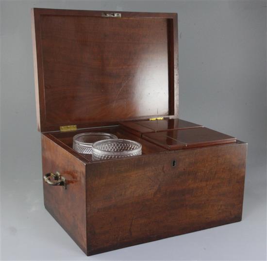 A large Regency mahogany tea caddy, width 16in, height 9in. depth 12in.